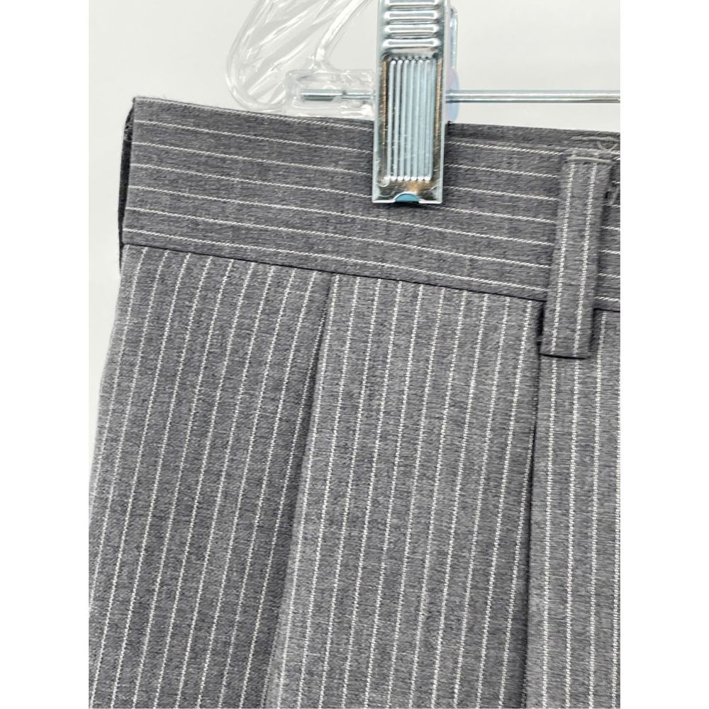 Jos A Bank Dress Pants Wool Men Size 38d29 Gray White Pinstriped Cuffed Pleated - Picture 4 of 10